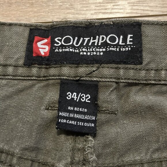 Men's Southpole Distressed Denim Jeans SZ 34x32 Green Modern Cotton Straight - Picture 8 of 12